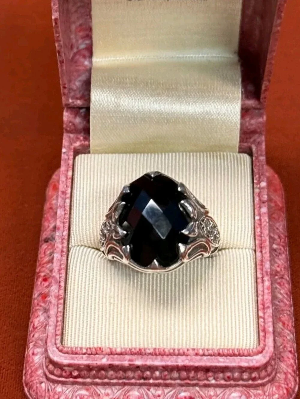 Sterling Silver 12.41 CT Thai Black Spinel Ring SZ 8